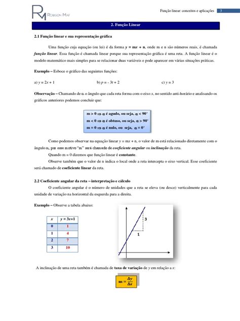 Aula 2 Função Linear Pdf Função Matemática Linha Geometria