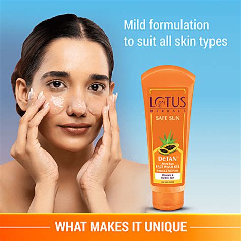 Buy Lotus Herbals Safe Sun Detan After Sun Face Wash Gel Papaya