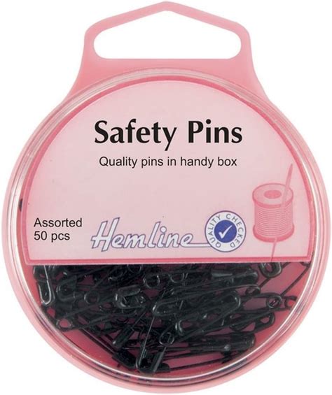 Hemline Safety Pins 50pk H41499black23mm 19mm Uk Home