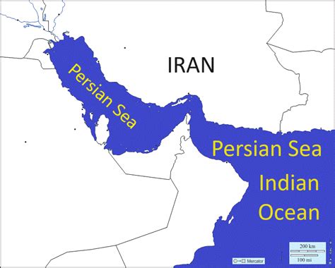 Map Of Persian Sea Persian Gulf And Gulf Of Oman