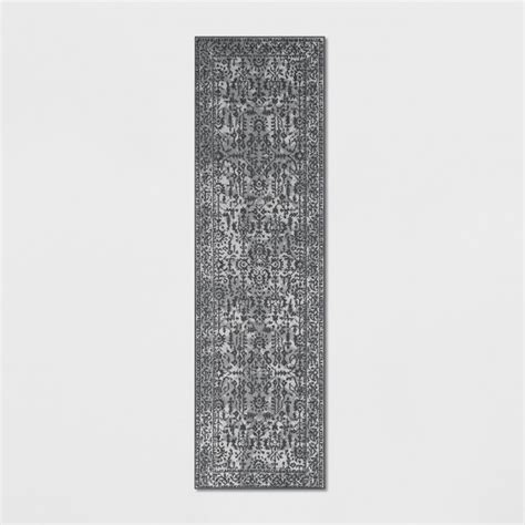 X Washable Overprint Distressed Persian Runner Rug Threshold