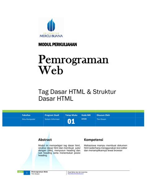 Pdf Modul Perkuliahan Pemrograman Web Fasilkom Mercubuana Ac Id Wp