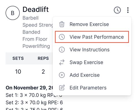 Winning Strength Blueprint Past Exercise Performance