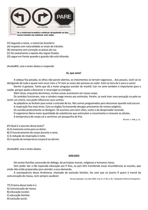 Ii Simulado Da Prova Saego Saeb Ano Alunos Pdf