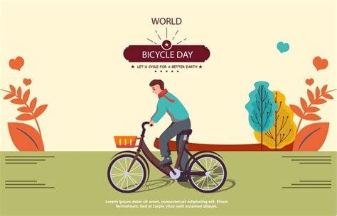 Premium Vector | World bicycle day poster flat illustration