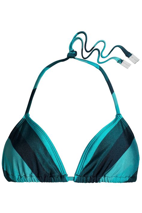 Zimmermann Striped Triangle Bikini Top Teal In Blue Lyst