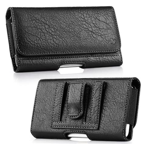 Black Leather Pouch Belt Loop And Belt Clip Wallet Case With Credit