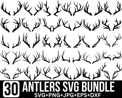 Deer Antlers Svg Bundle Heart Boho Antler Clipart Svg Deer Antlers Clipart Deer Horns Svg