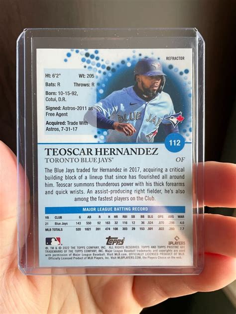 Teoscar Hernandez Refractor 2022 Topps Pristine 112 Toronto Blue