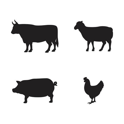 Silhouette of Farm Animals 16700603 Vector Art at Vecteezy