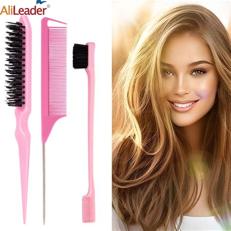 3pcs Slick Hair Brush Set Teasing Hair Brush Edge Hair Brush Rat Tail Comb For Back