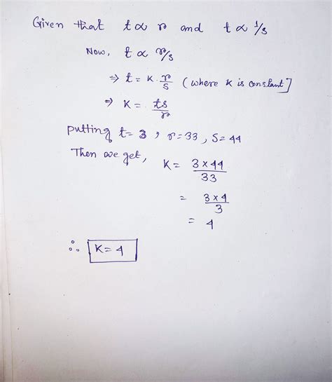 Solved Determine The Constant Of Variation For The Stated Condition