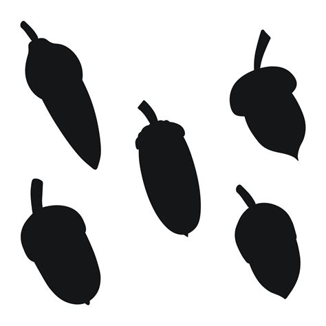 Black silhouette of oak acorn, isolated vector 42660743 Vector Art at Vecteezy