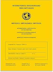 Impfpass Impfbuch Impfausweis 2023 Internationale Bescheinigung