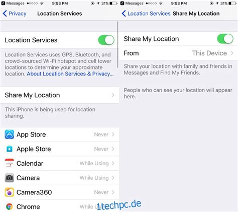 So Teilen Sie Ihren Live Standort In Nachrichten Ios Techpc De