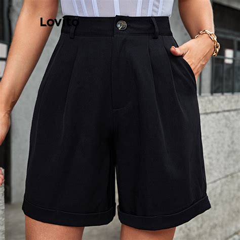 Lovito Shorts casuais de botão liso para mulheres LNL73008 Shopee Brasil