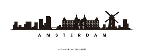 Amsterdam Skyline Landmarks Silhouette Vector Stock Vector Royalty