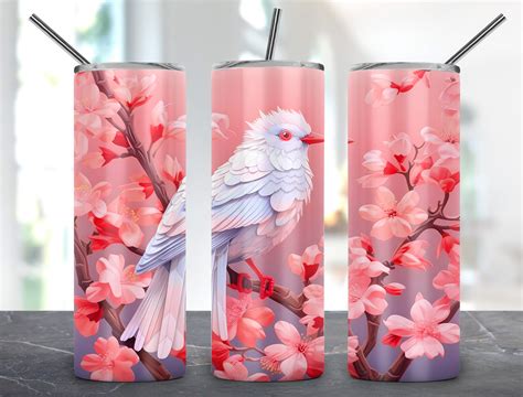 3d Bird Flower Tumbler Design 20oz Graphic By Alleylightbox · Creative