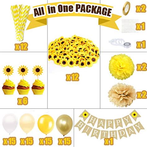 Funnlot 99PCS Sunflower Birthday Decorations Sunflower Party Supplies