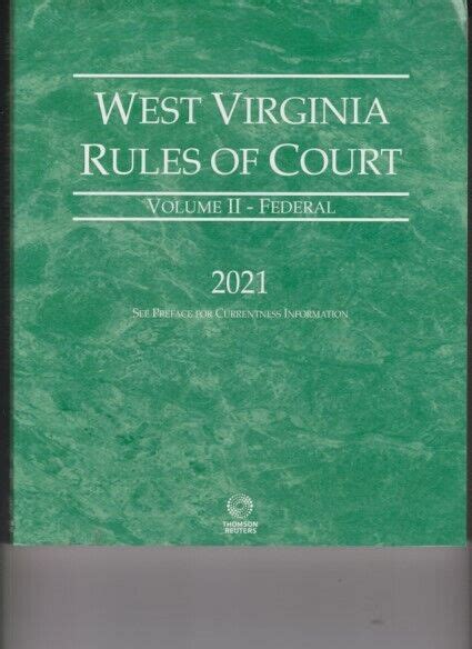 West Virginia Rules Of Court Volume Ii Federal 2021 Ebay