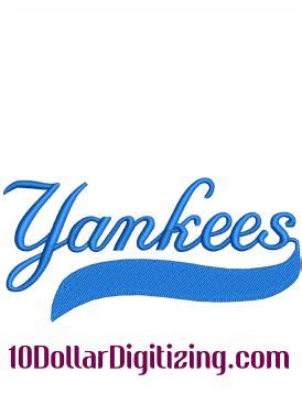 New York Yankees Cursive Embroidery Design Logos Embroidery