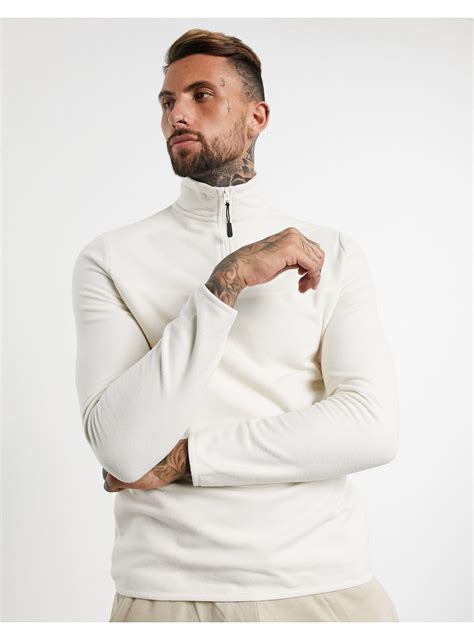 Asos Polar Fleece Sweatshirt With Half Zip In White For Men Lyst