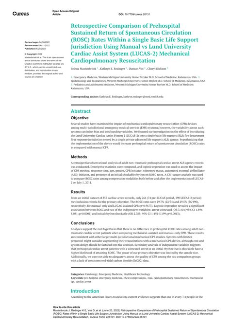 Pdf Retrospective Comparison Of Prehospital Sustained Return Of