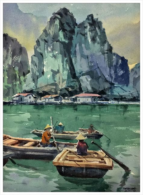 Ha Long Bay Watercolor By Tín Trung Vietnam Art Vietnam Painting