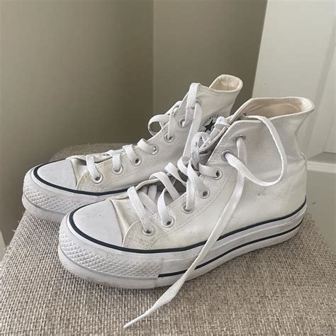 white platform converse. good condition, could just... - Depop