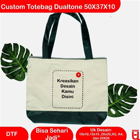 Jual Sablon Totebag Custom Totebag Kanvas Besar Dualtone Full Color