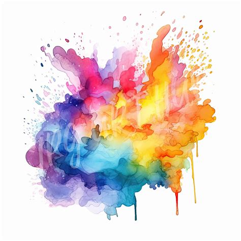 Watercolor Color Splash Clipart High Quality  Digital Download