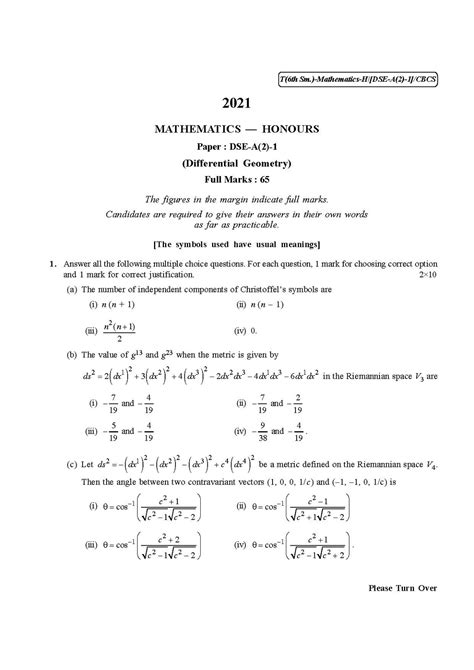 File Cu 2021 B Sc Honours Mathematics Semester Vi Paper Dse A 2 1 Qp