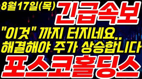 포스코홀딩스 긴급속보🔊이것마저 터지면 큰일입니다포스코홀딩스 뉴스 삼성전자 서정덕tv 에코프로 상한가 기봉이주식tv