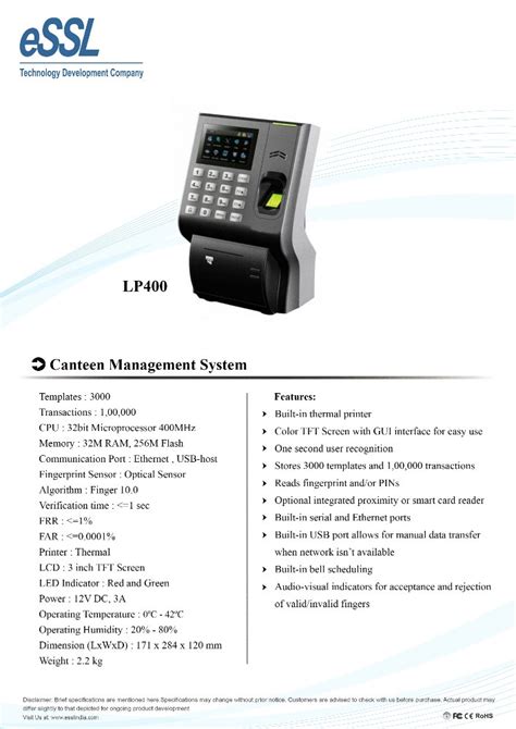 ESSL LP 400 Printer Integrated Biometric Attendance Machine At Rs 32000