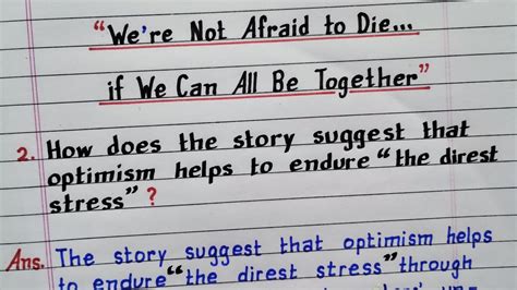 How Does The Story Suggest That Optimism Helps To Endure The Direst Stress Class 11 Chapter 2