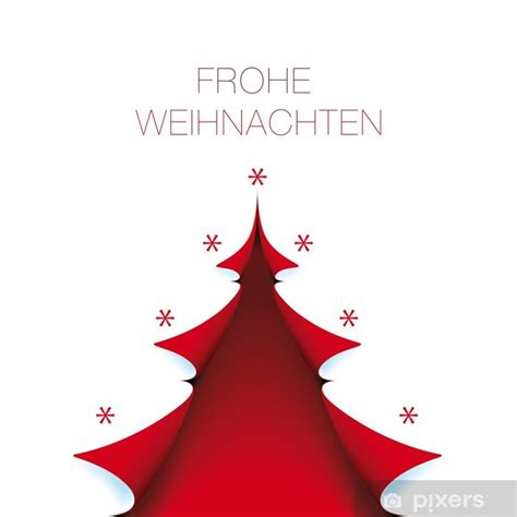 Sticker Helle Weihnachtskarte Roter Baum Mit Frohe Weihnachten Pixers Uk