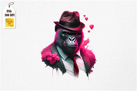 Badass Gangster Gorilla Valentine S Day Graphic By Camellia Art