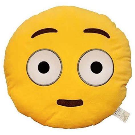 Evz 32cm Emoji Smiley Emoticon Yellow Round Cushion Stuffed Plush Soft