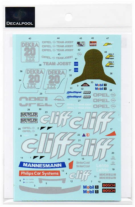 Opel Calibra Cliff V6 DTM 1995 Decal DP259 Decalpool