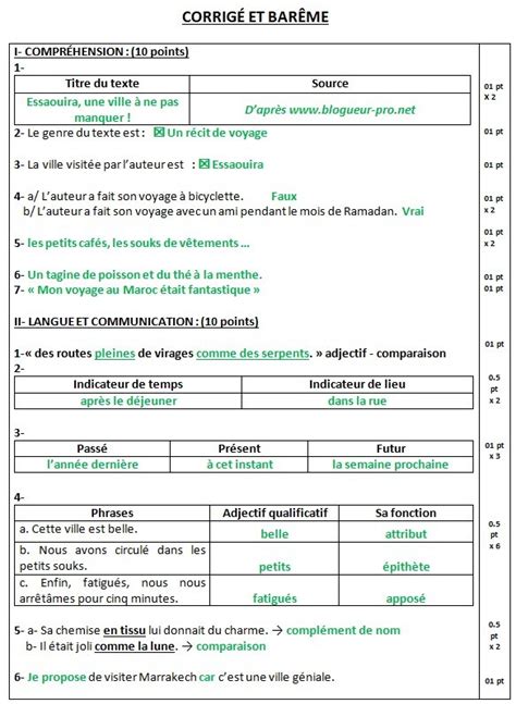 Valuation N Et Au Me Semestre Compr Hension Langue