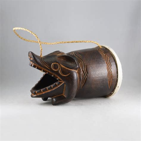 Rare Philippine Ethnic Tribal Art Hand Carved Wood and Hide Pig-shaped ...