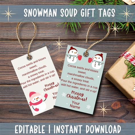 Snowman Soup Hot Cocoa Printable School Treat Classroom Holiday Treat Hot Chocolate Gift