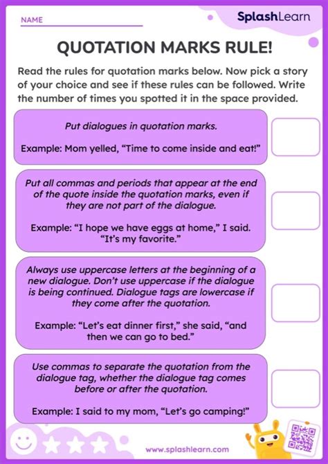 Quotation Marks Rule Worksheet