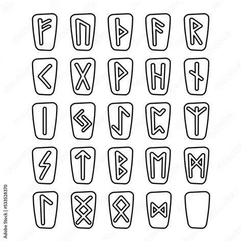 Viking Runes Elder Futhark Alphabet Retro Norse Scandinavian Runes Sketch Celtic Ancient