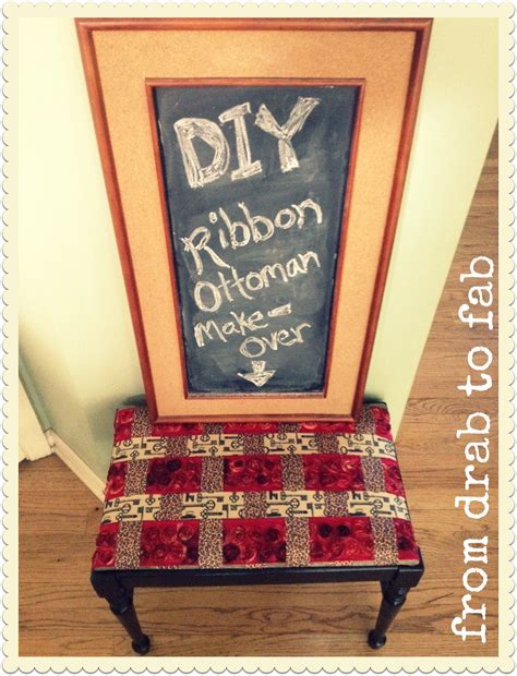 DIY Ribbon Ottoman Make-Over