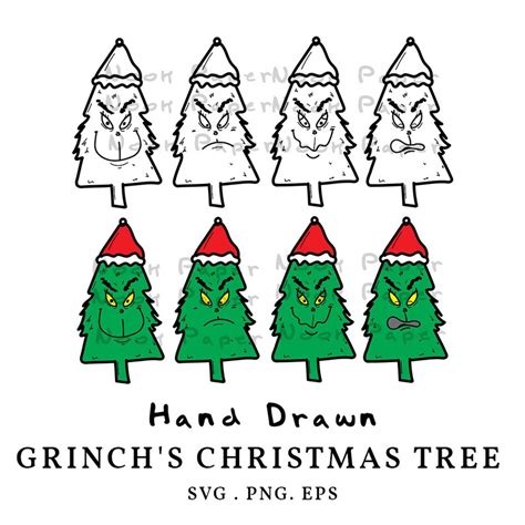 Grinch Face Christmas Tree Svg And Png Christmas Clipart Etsy