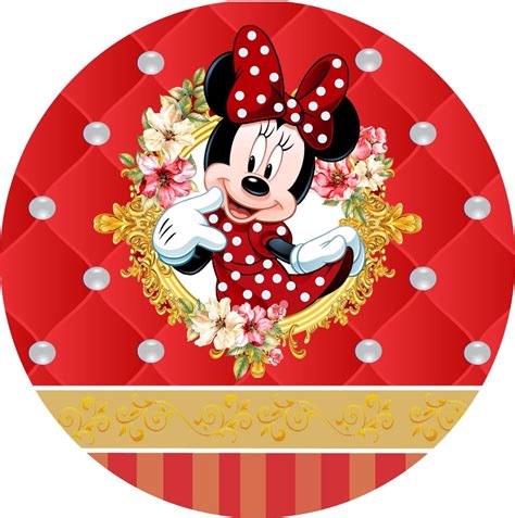 Painel Redondo Tecido Sublimado 3D Minnie Vermelha FRD 3694 Felicitá