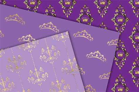 Purple And Gold Princess Digital Paper By Digital Curio Thehungryjpeg