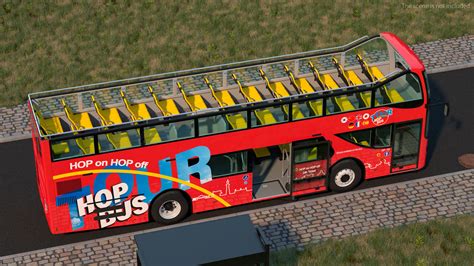 Open Top Double Decker Hop On Off Tour Bus Rigged For Maya D Model