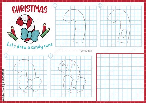 Grafika Wektorowa Stock Christmas Step By Step Drawing Worksheet How